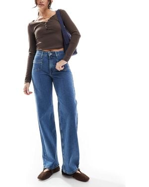 ONLY Juicy High Waist Wide Leg Jeans With Pocket Detail - Blue