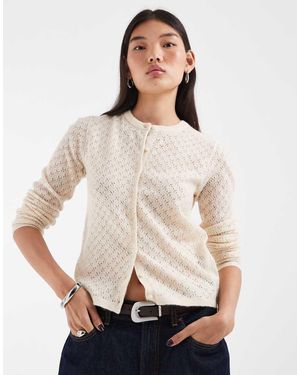 JJXX Pointelle Knit Cardigan - Natural