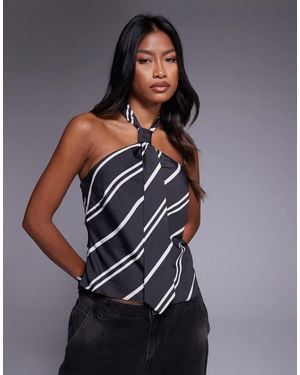 ASOS Halter Top With Tie Detail - Gray
