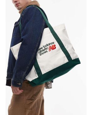 New Balance Bolso Tote Blanco Hueso Y Verde De Lona De - Azul