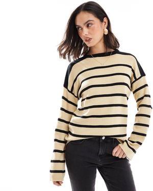 Wednesday's Girl Oversized Striped Sweater - Brown