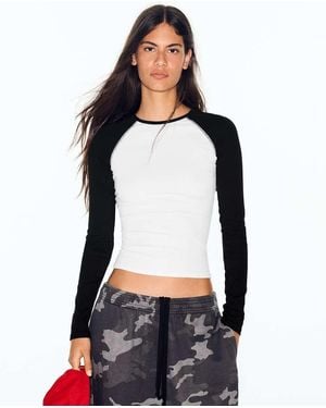 Bershka Long Sleeve Raglan T-Shirt - White