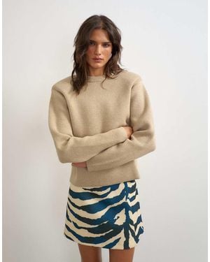 TOPSHOP Gebreide Trui Met Schoudervulling - Naturel