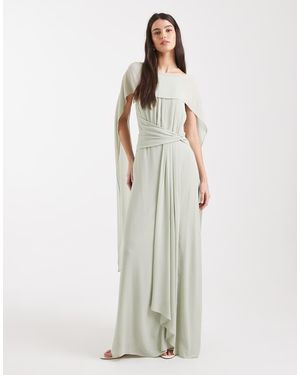 TFNC London Bridesmaid Chiffon Cape Twist Detail Maxi Dress - White