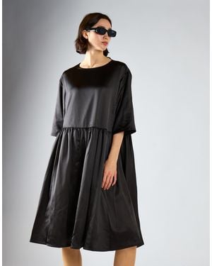 Glamorous Scallop Back Oversize Midi Dress - Black