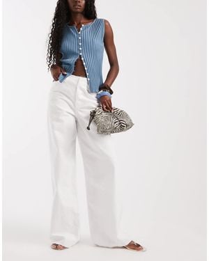 ASOS Low Rise Raw Waistband Straight Leg Jean - White