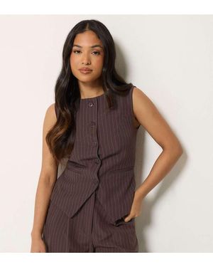 PixieGirl Petite Pinstripe Waistcoat - Brown