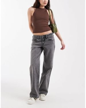 Hollister Low Rise baggy Fit Jeans With Adjustable Back - Gray