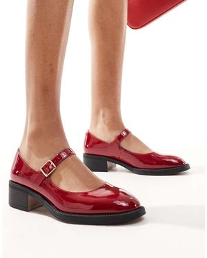London Rebel Becca Chunky Patent Mary Jane - Red