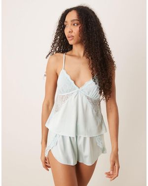 Abercrombie & Fitch Nightwear Satin Lace Trim Flippy Short - White