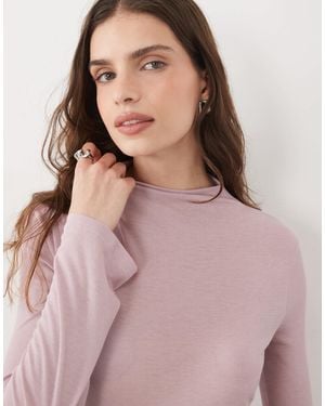 Miss Selfridge Sheer High Neck Top - Pink
