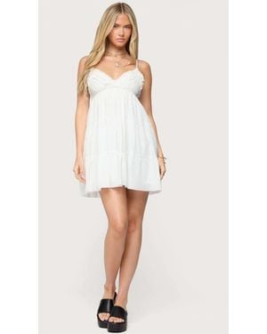 Edikted Bianca Ruffle Tiered Babydoll Dress - White