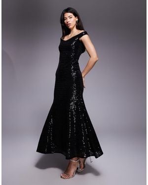 ASOS Sequin Bardot Maxi Dress - Blue