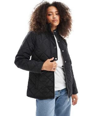 ONLY Tie Detail Funnel Neck Quilted Jacket - Black