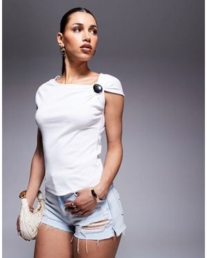 River Island Drape Shoulder Detail T-shirt - Gray