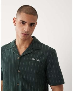 River Island Textured Striped Revere Shirt Co-ord - Green