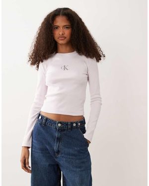 Calvin Klein Monologo T-Shirt Met Lange Mouwen - Blauw