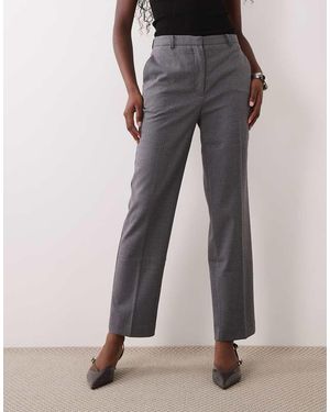 Mango Rechte Broek Met Grijze Ruit - Grijs