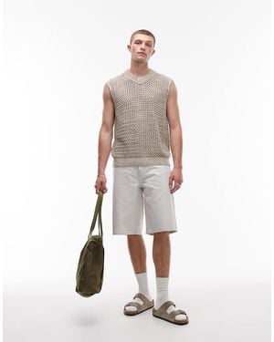 TOPMAN Denim Bermuda Short - White