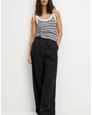 Pull&Bear 100% Linen Trousers - Black