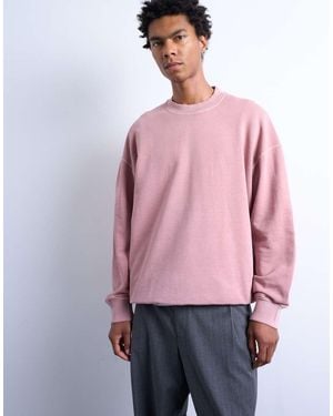 TOPMAN Felpa Premium Oversize Slavato Con Spalle Scivolate - Rosa