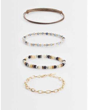 ASOS 4 Pack Beaded Rope And Chain Bracelets - White