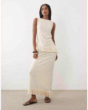 ASOS Textured Co-ord Maxi Skirt With Tassel - Natural