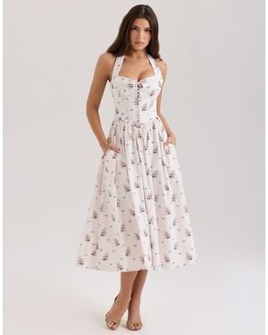 House Of Cb Emilia Stretch Cotton Halter Neck Midi Dress - Pink