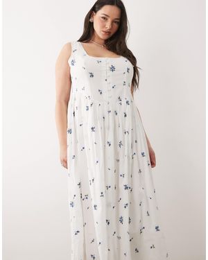 Nobody's Child Cotton Rich Embroidered Milkmaid Midi Dress - White