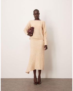 ARRANGE Velvet Allover Sequin Asymmetric Hem Skirt Co-Ord - Natural