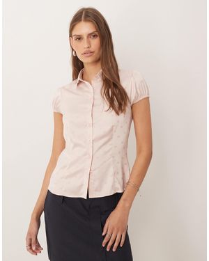 Motel Meline Satin Jacquard Blouse - Natural