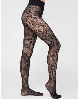 Calzedonia Liberty Floral Fishnet Tights - Black