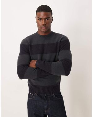 Mango Striped Knit Polo Jumper - Blue