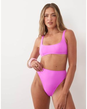 ASOS Maya Azores High Leg High Waist Bikini Bottom - Pink