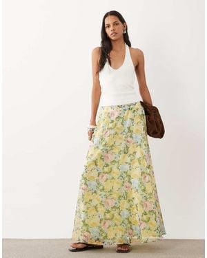 Miss Selfridge Chiffon Circle Skirt - Natural