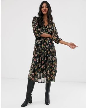 Stradivarius Vestido midi - Negro