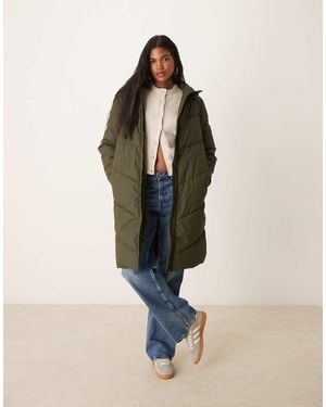 Jdy Longline Water Repellent Padded Coat - Natural