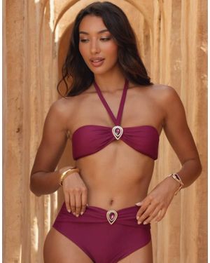 Moda Minx Dalia Droplet High Waist Bikini Bottom - Brown