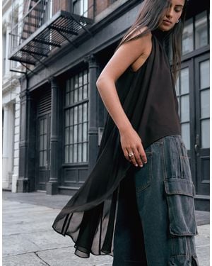 Lioness Exklusive gabriella neckholder-top aus chiffon mit drapierung - Schwarz
