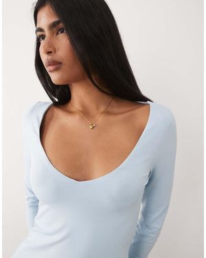 ASOS Gladde Top Van Polyamide Met Diepe V-Hals Hals - Blauw