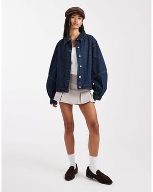 Miss Selfridge Western Denim Jacket With Puff Sleeves - Blue