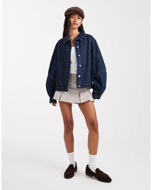 Miss Selfridge Western Denim Jacket With Puff Sleeves - Blue