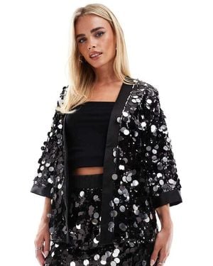 ASOS Asos Design Petite Disco Sequin Kimono - Black
