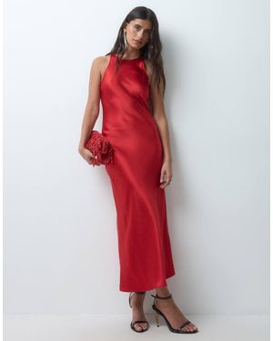 & Other Stories Vestido Midi Satinado Con Corte Al Bies En Rojo Vivo