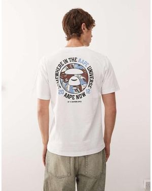 Aape By A Bathing Ape Camiseta Blanca Con Logo Estampado En El Pecho Y La Espalda De Aape By A Bathing Ape - Blanco