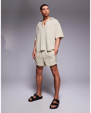 ASOS – kurze leinenmix-shorts - Grau