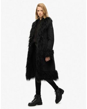 Superdry – langer mantel - Schwarz