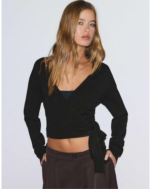 Stradivarius Gilet cache-cœur - Noir