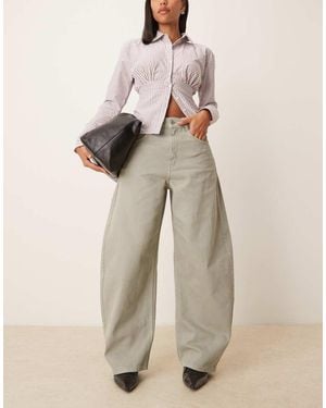 ASOS High Waisted Barrel Jean - Natural
