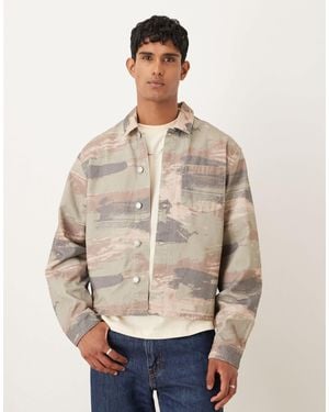 ASOS – kastiges oversize-hemd mit military-muster, kombiteil - Natur